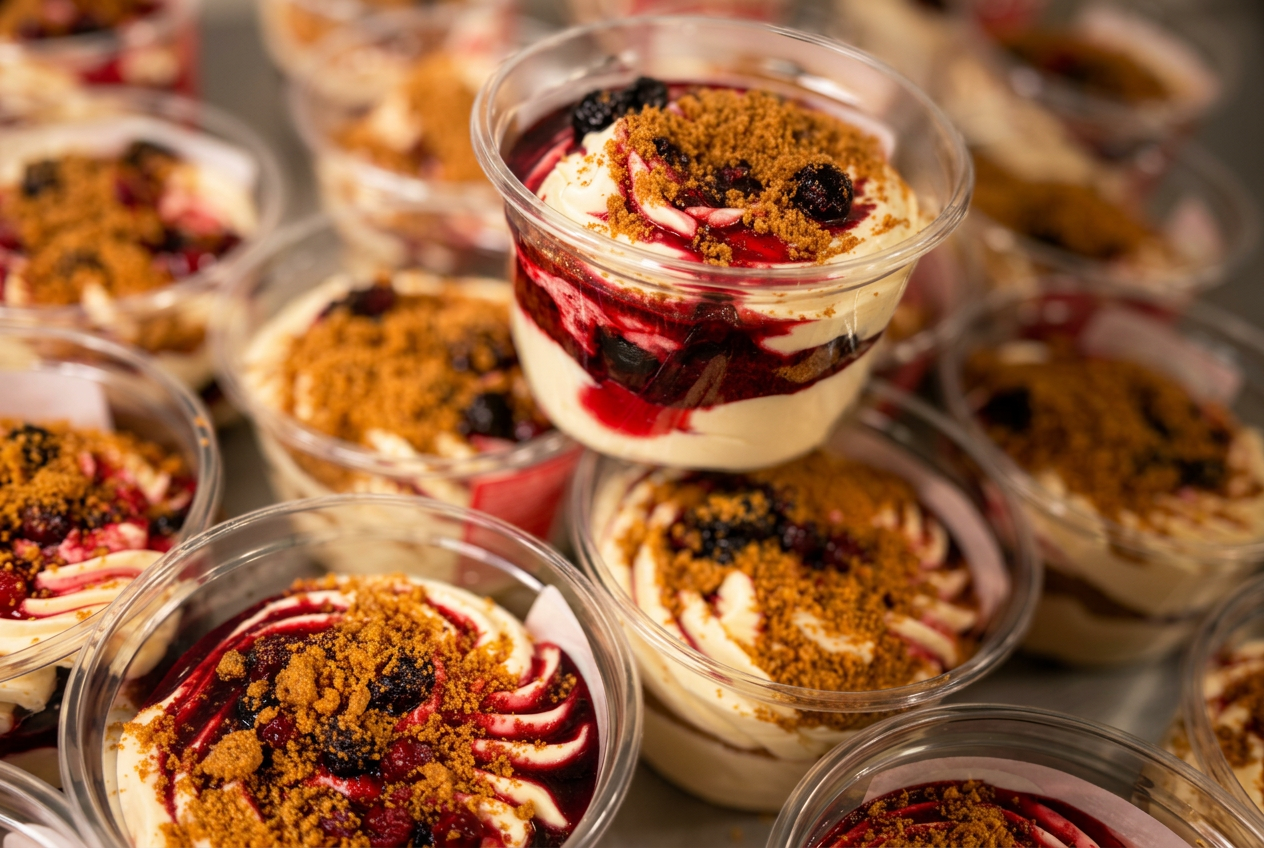 Tiramisu Signature Dolcini dressé sur une assiette en céramique sombre